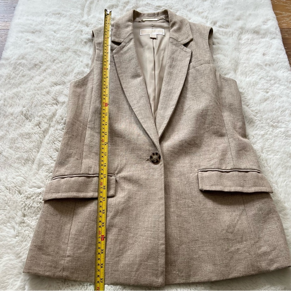 Michael Kors Linen Long Vest, Sleeveless Blazer size XSmall - Picture 6 of 8